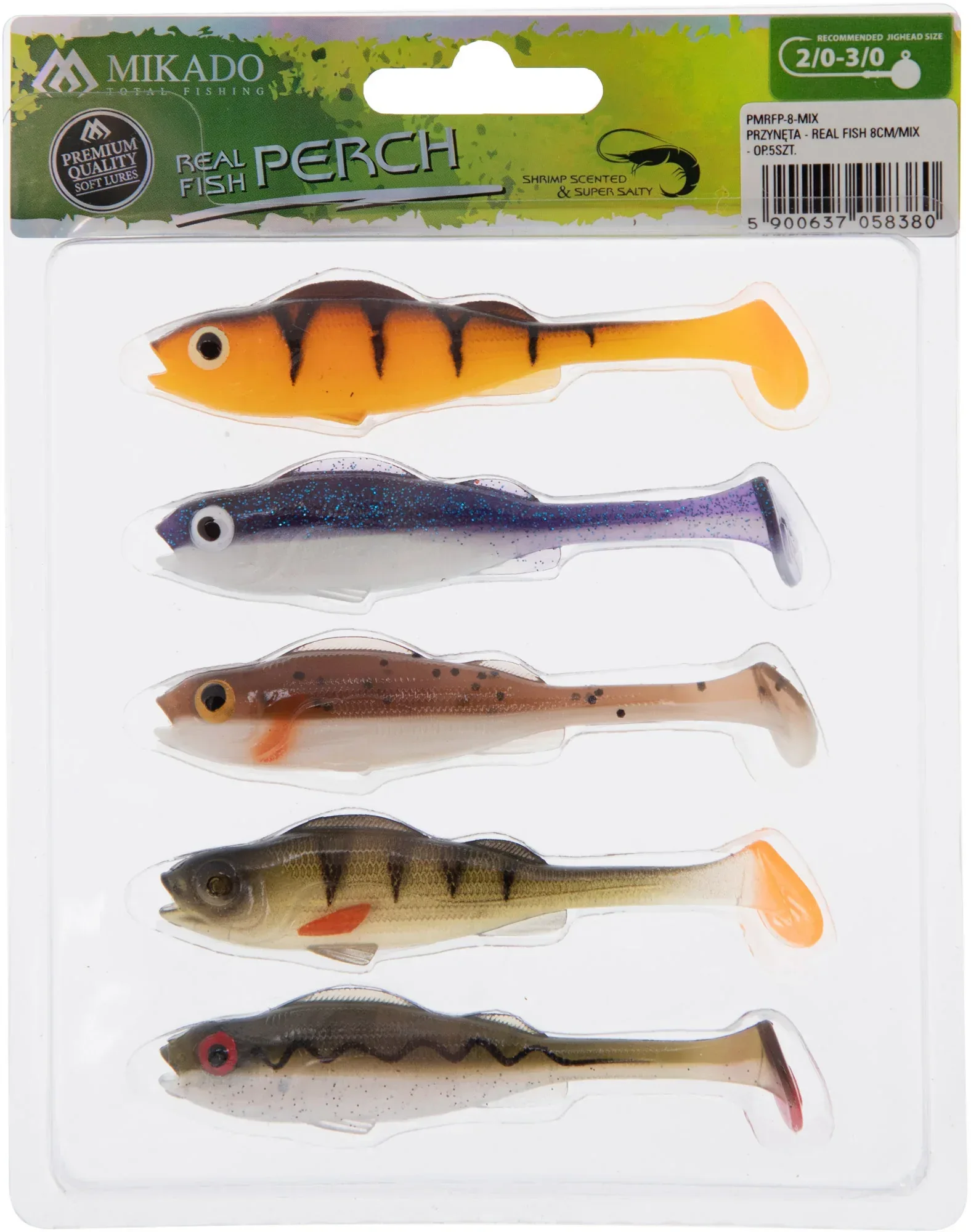 Mikado Real Fish Perch 8 cm jigi 5 kpl/pkt