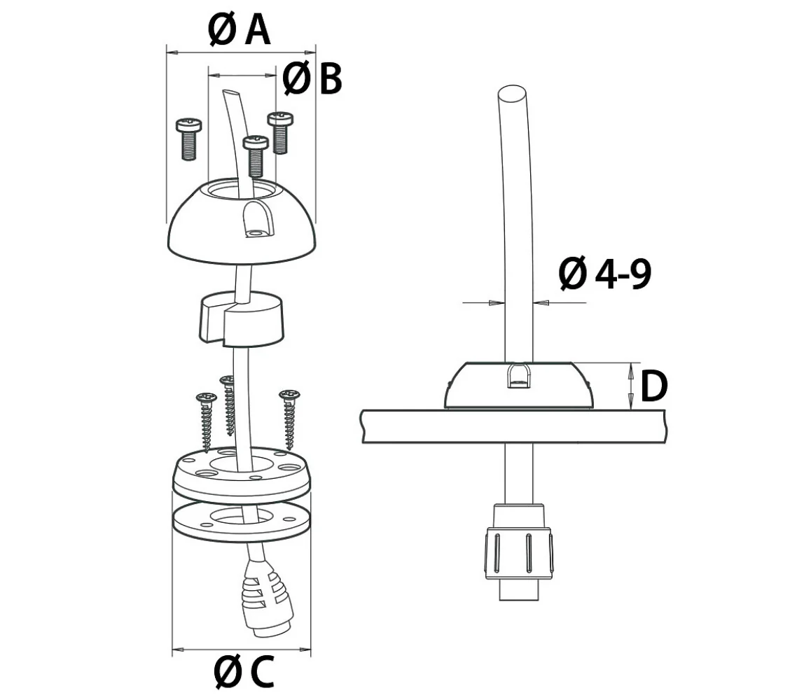 Scanstrut Deckseal Small-A kaapelin läpivienti teräs - Image 3