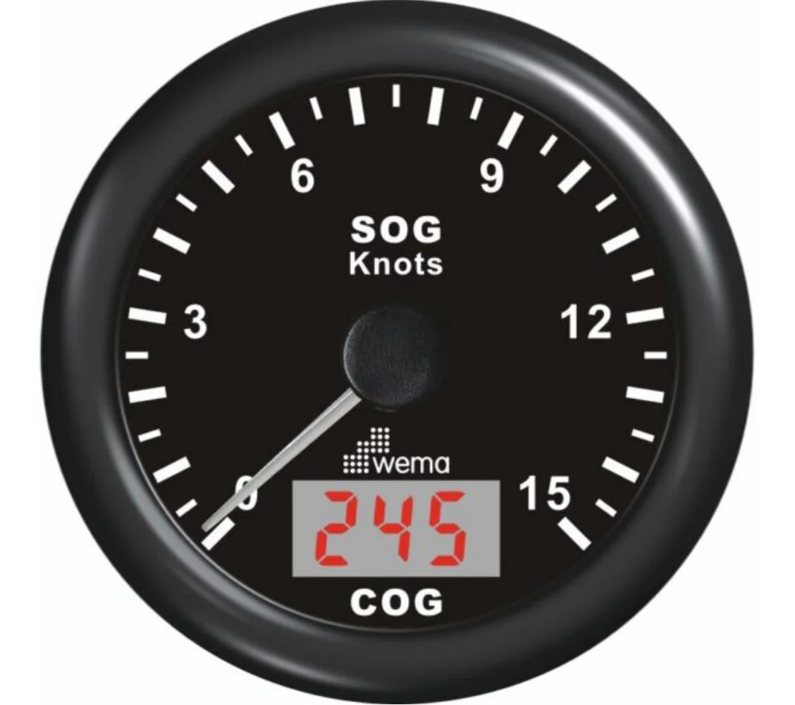 Wema GPS nopeusmittari 0-15 solmua musta